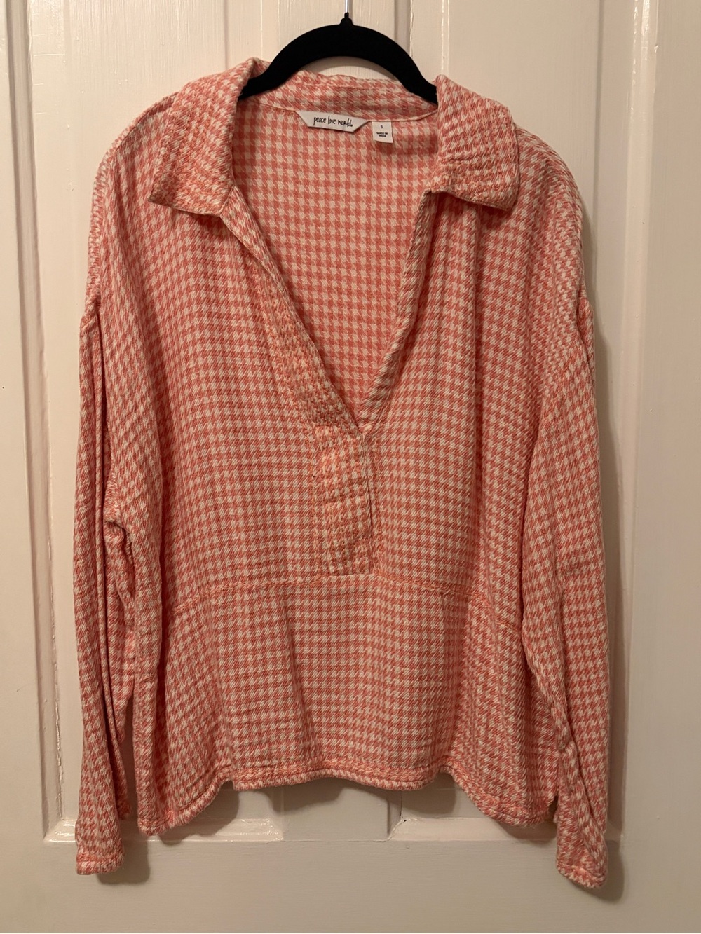 Houndstooth Babydoll Collar Shirt